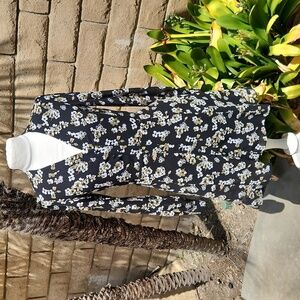 Michael Kors Black Green Floral V Neck Long Sleeve Shirt Mini Dress Small